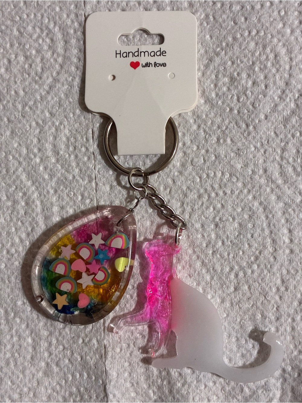 Pansexual pride month keychain with cat